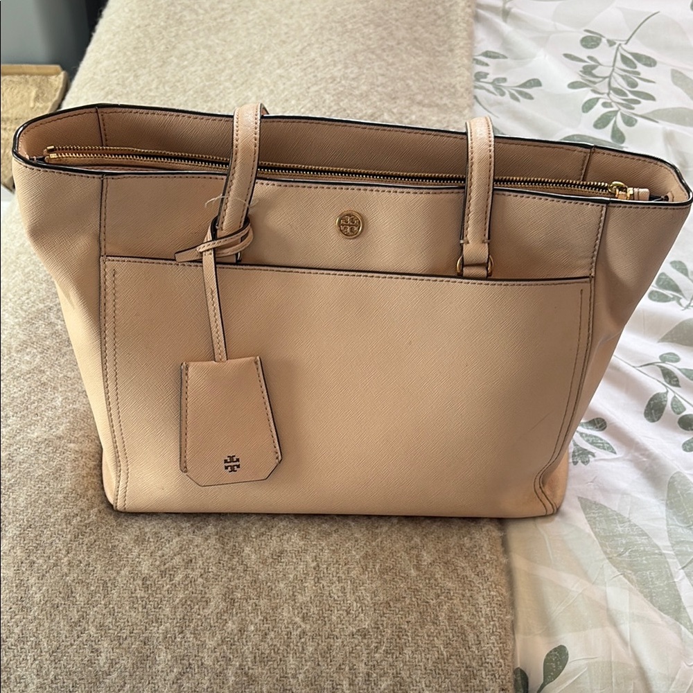 Tory Burch Tan Structured Leather Tote